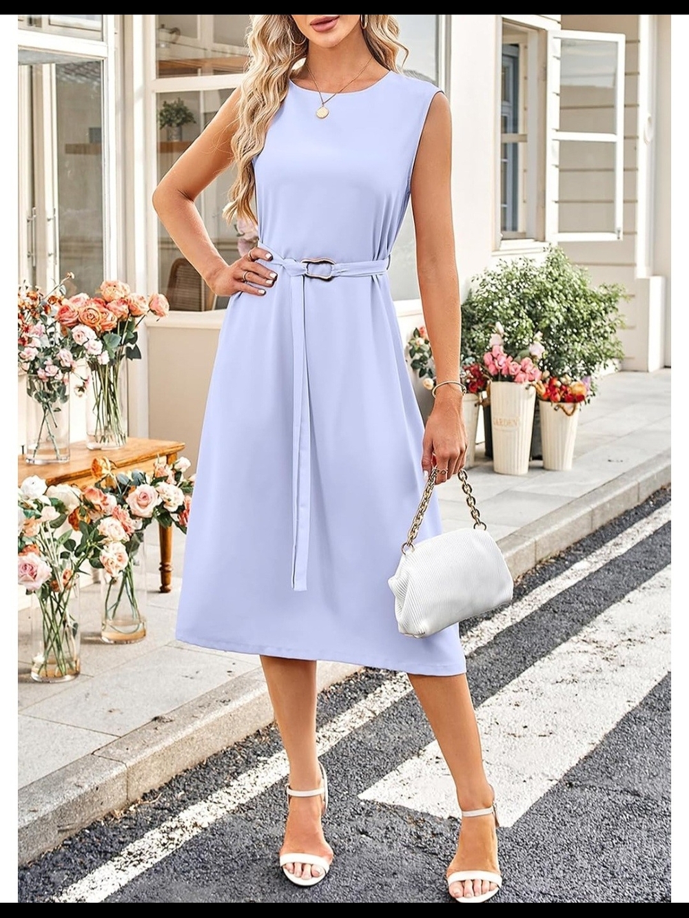 Sleeveless Belted Midi Dress